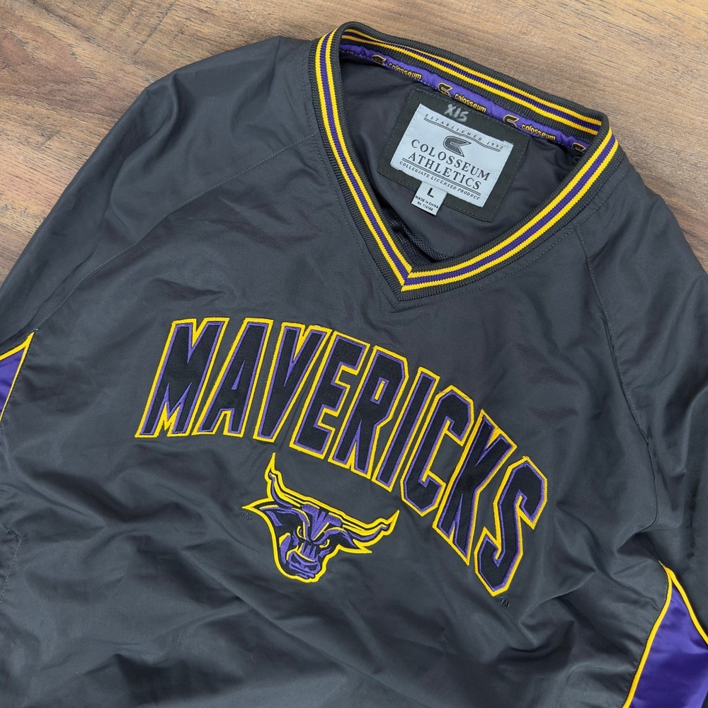 Vintage‎ Colosseum Athletics Mavericks Windbreaker Mens L Grey Pullover